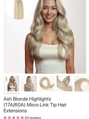 Ash Blonde Micro Link Hair Extensions (17A/60A) - Natural Ash Blonde